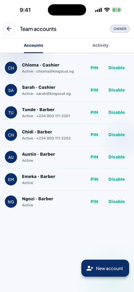 Team accounts
